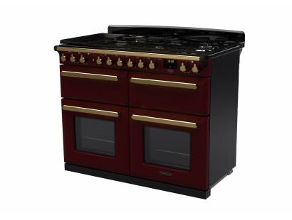 Rangemaster 110 Estel Deluxe Dual Fuel Bordeaux Antique Brass Range Cooker 18147