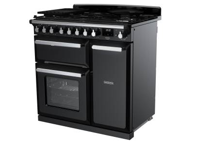 Rangemaster 90cm Estel Deluxe Dual Fuel Black Range Cooker