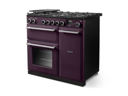 Rangemaster AURA90DFP 19330 Plum Brushed Nickel Range Cooker
