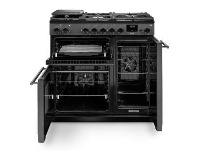 Rangemaster AURA90DFPSLT-BN1 Slate Brushed Nickel Range Cooker