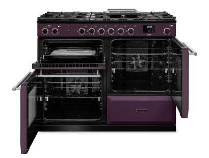 Rangemaster AURAO110DFPPLM-BN1 Plum Brushed Nickel Dual Fuel Range Cooker
