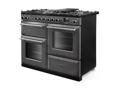 Rangemaster AURAO110DFPSLT-BN1 Slate Brushed Nickel Dual Fuel Range Cooker