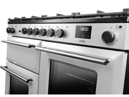 Rangemaster AURAO110DFPWHT-YX1 White Onyx Dual Fuel Range Cooker