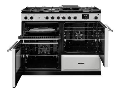 Rangemaster Aura 110 White Brushed Nickel Range Cooker Dublin Ireland