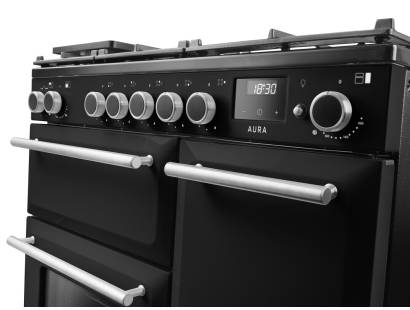 Rangemaster Aura 90 Charcoal Black Brushed Nickel Range Cooker