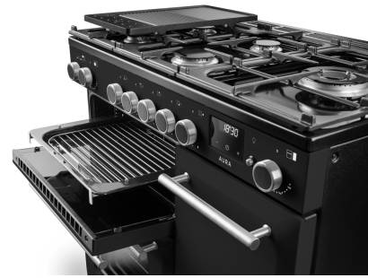 Rangemaster Aura 90 Dual Fuel cooker with five burner gas hob