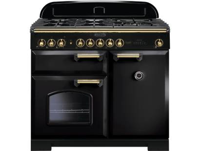 Rangemaster CDL100DFFBLB - 100cm Classic Deluxe Dual Fuel Black Brass Range Cooker 115540