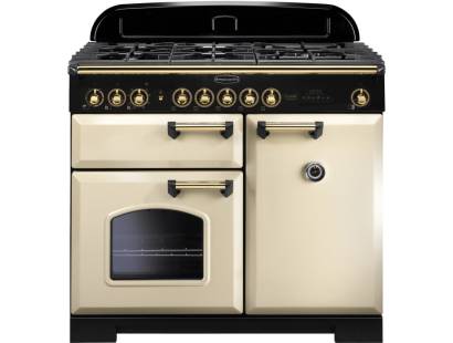 Rangemaster CDL100DFFCRB - 100cm Classic Deluxe Dual Fuel Cream Brass Range Cooker 115550