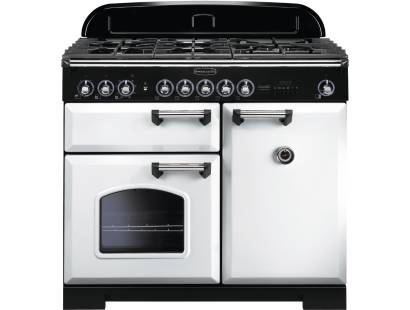 Rangemaster CDL100DFFWHC - 100cm Classic Deluxe Dual Fuel White Chrome Range Cooker 113850