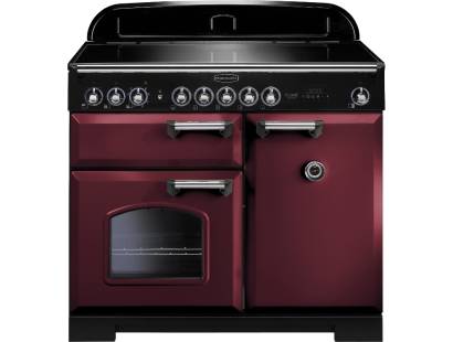 Rangemaster CDL100EICYC 100cm Classic Deluxe Electric Induction Cranberry Chrome Range Cooker 95940