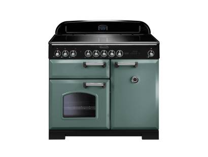 Rangemaster CDL100EIMGC - 100cm Classic Deluxe Electric Induction Mineral Green Chrome Range Cooker 127470