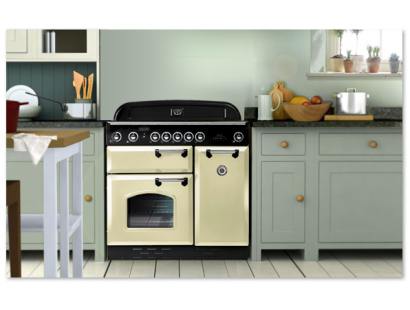Rangemaster CDL100EIOGB Classic Deluxe Induction Olive Green Brass Range Cooker