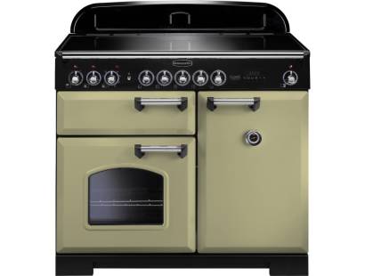 Rangemaster CDL100EIOGC - 100cm Classic Deluxe Electric Induction Olive Green Chrome Range Cooker 100920