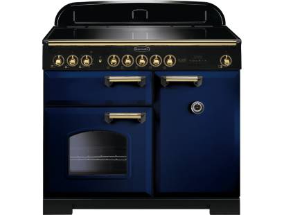 Rangemaster CDL100EIRBB - 100cm Classic Deluxe Electric Induction Regal Blue Brass Range Cooker 114020