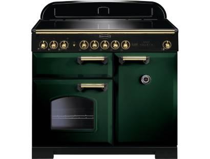 Rangemaster CDL100EIRGB - 100cm Classic Deluxe Electric Induction Racing Green Brass Range Cooker 114000