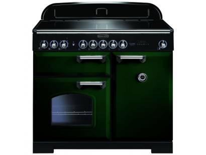 Rangemaster CDL100EIRGC - 100cm Classic Deluxe Electric Induction Racing Green Chrome Range Cooker 113990