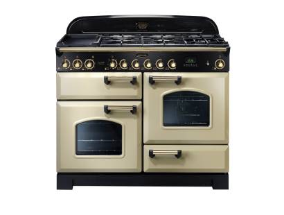 Rangemaster CDL110DFFCRB - 110cm Classic Deluxe Dual Fuel Cream Brass Range Cooker 79810