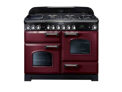 Rangemaster CDL110DFFCYC - 110cm Classic Deluxe Dual Fuel Cranberry Chrome Range Cooker 84420