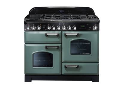 Rangemaster CDL110DFFMGC - 110cm Classic Deluxe Dual Fuel Mineral Green Chrome Range Cooker 127250