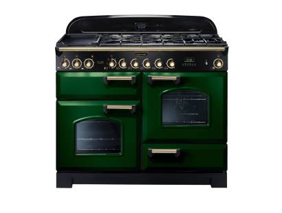 Rangemaster CDL110DFFRGB - 110cm Classic Deluxe Dual Fuel Racing Green Brass Range Cooker 112900