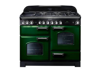 Rangemaster CDL110DFFRGC - 110cm Classic Deluxe Dual Fuel Racing Green Chrome Range Cooker 112890