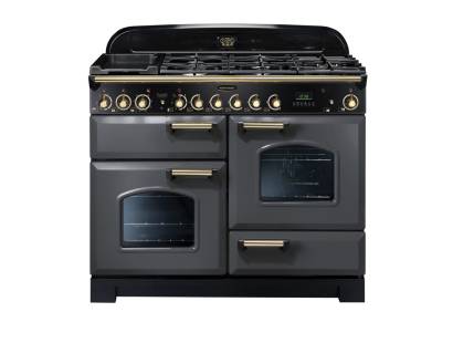 Rangemaster CDL110DFFSLB - 110cm Classic Deluxe Dual Fuel Slate Brass Range Cooker 124250