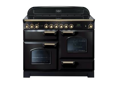 Rangemaster CDL110ECBLB - 110cm Classic Deluxe Electric Ceramic Black Brass Range Cooker 81340