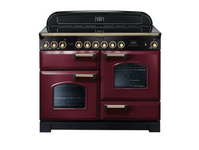 Rangemaster CDL110ECCYB - 110cm Classic Deluxe Electric Ceramic Cranberry Brass Range Cooker 84450