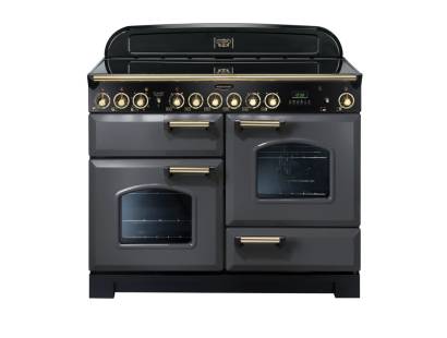 Rangemaster CDL110ECSLB - 110cm Classic Deluxe Electric Ceramic Slate Brass Range Cooker 124270