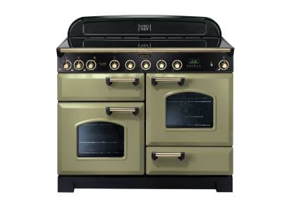 Rangemaster CDL110EIOGB - 110cm Classic Deluxe Electric Induction Olive Green Brass Range Cooker 114550