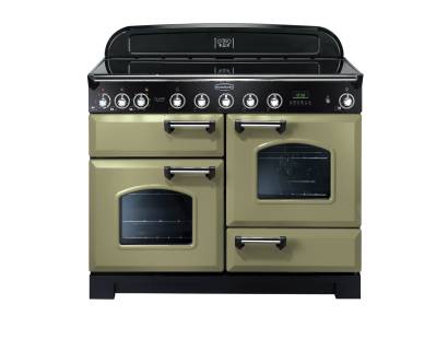 Rangemaster CDL110EIOGC - 110cm Classic Deluxe Electric Induction Olive Green Chrome Range Cooker 100950