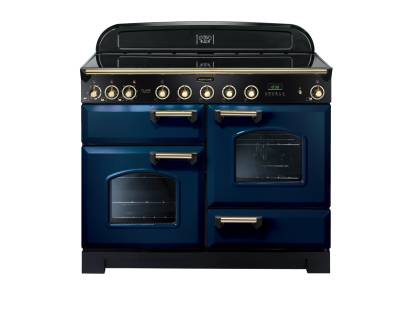 Rangemaster CDL110EIRBB - 110cm Classic Deluxe Electric Induction Regal Blue Brass Range Cooker 113100