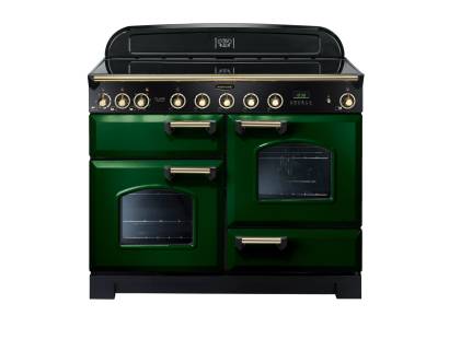 Rangemaster CDL110EIRGB - 110cm Classic Deluxe Electric Induction Racing Green Brass Range Cooker 113080