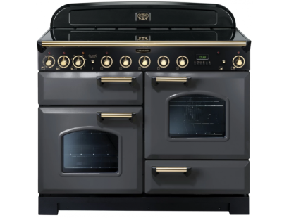 Rangemaster CDL110EISLB - 110cm Classic Deluxe Electric Induction Slate Brass Range Cooker 124260