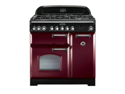 Rangemaster CDL90DFFCYC 90cm Classic Deluxe Dual Fuel Cranberry Chrome Range Cooker 84480