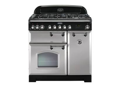 Rangemaster CDL90DFFRPC 90cm Classic Deluxe Dual Fuel Royal Pearl Chrome Range Cooker 100600