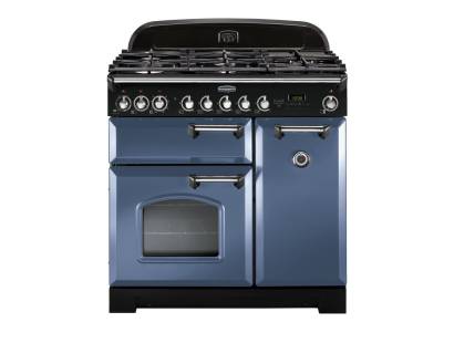 Rangemaster CDL90DFFSBC - 90cm Classic Deluxe Dual Fuel Stone Blue Chrome Range Cooker 127500