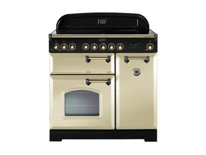 Rangemaster CDL90ECCRB 90cm Classic Deluxe Electric Ceramic Cream Brass Range Cooker 81650