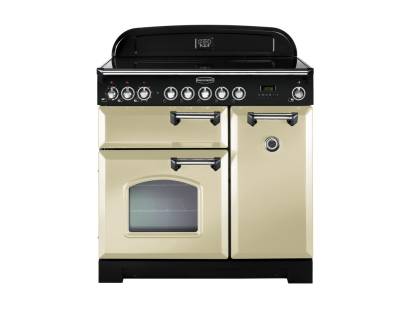 Rangemaster CDL90ECCRC 90cm Classic Deluxe Electric Ceramic Cream Chrome Range Cooker 81640