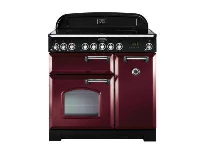 Rangemaster CDL90ECCYC 90cm Classic Deluxe Electric Ceramic Cranberry Chrome Range Cooker 84500