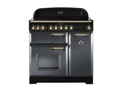 Rangemaster CDL90ECSLB 90cm Classic Deluxe Electric Ceramic Slate Brass Range Cooker 124170