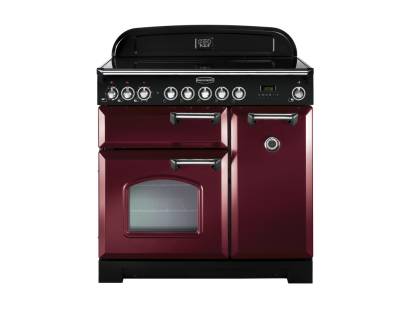 Rangemaster CDL90EICYC 90cm Classic Deluxe Electric Induction Cranberry Chrome Range Cooker 90240