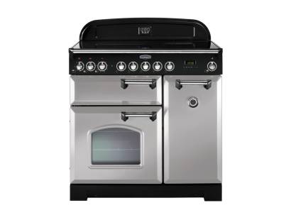 Rangemaster CDL90EIRPC 90cm Classic Deluxe Electric Induction Royal Pearl Chrome Range Cooker 100620