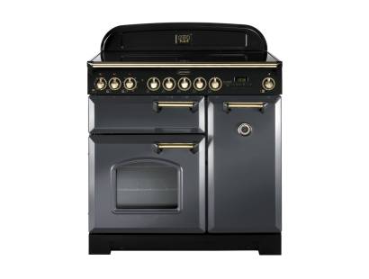 Rangemaster CDL90EISLB 90cm Classic Deluxe Electric Induction Slate Brass Range Cooker 124160