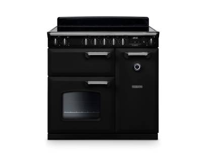 Rangemaster CL90EIPGBLCM1 Classic 90cm induction range cooker in gloss black with chrome trim