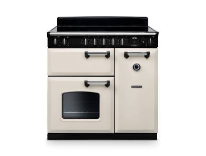 Rangemaster CL90EIPPCRCM1 Classic 90cm induction range cooker in pale cream with chrome trim