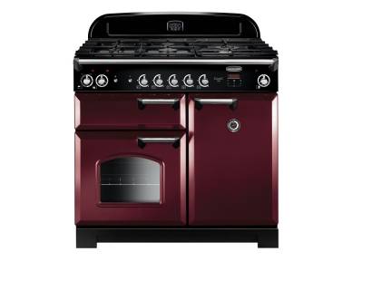 Rangemaster CLA100DFFCYC - 100cm Classic Dual Fuel Cranberry Chrome Range Cooker 116900