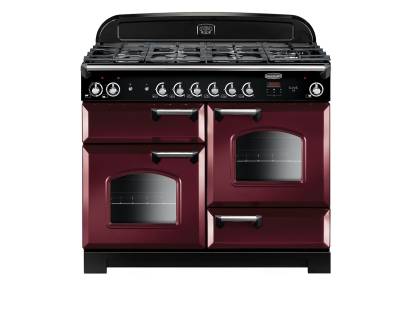 Rangemaster CLA110DFFCYC - 110cm Classic Dual Fuel Cranberry Chrome Range Cooker 116800