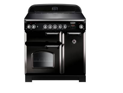 Rangemaster CLA90ECBLC - 90cm Classic Electric Ceramic Black Chrome Range Cooker 117420 