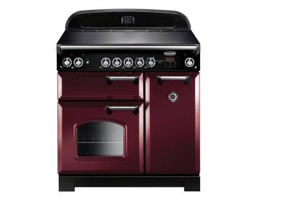 Rangemaster CLA90ECCYC - 90cm Classic Electric Ceramic Cranberry Chrome Range Cooker 117440